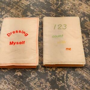 2 Homemade embroidery handmade baby cotton books Dressing myself, Count with me